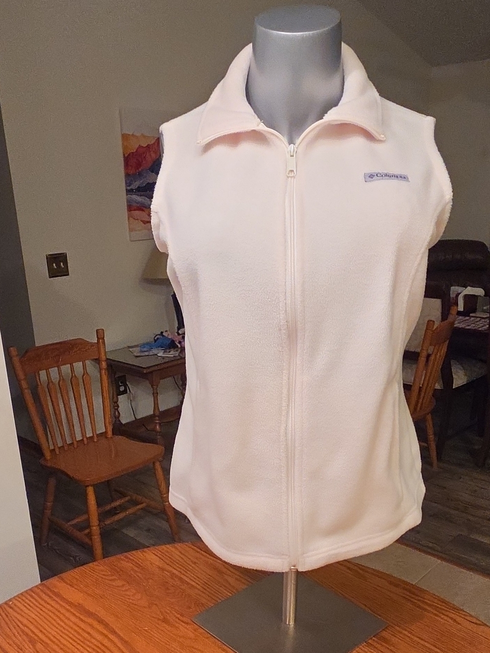 Columbia Women's Light Cream Fleece Zip-Up Vest Size 1XL